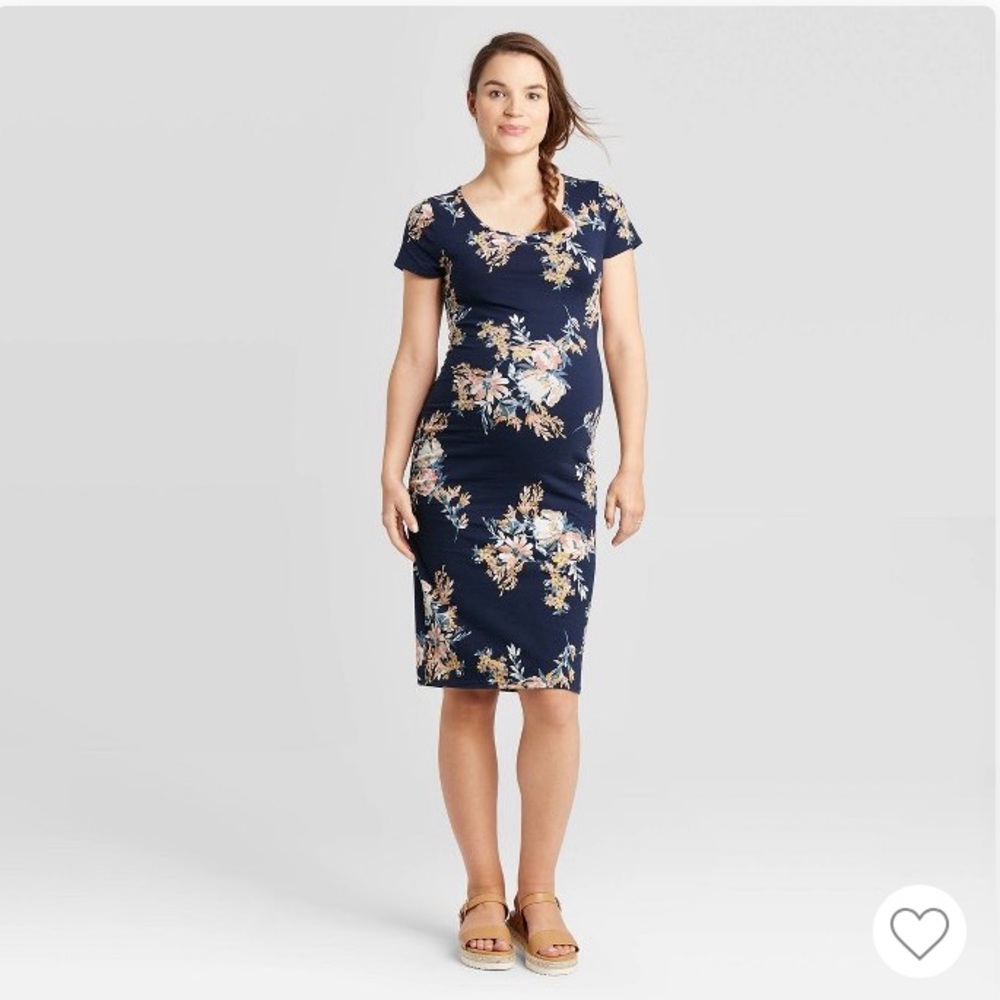 Floral Print Short Sleeve maternity Dress